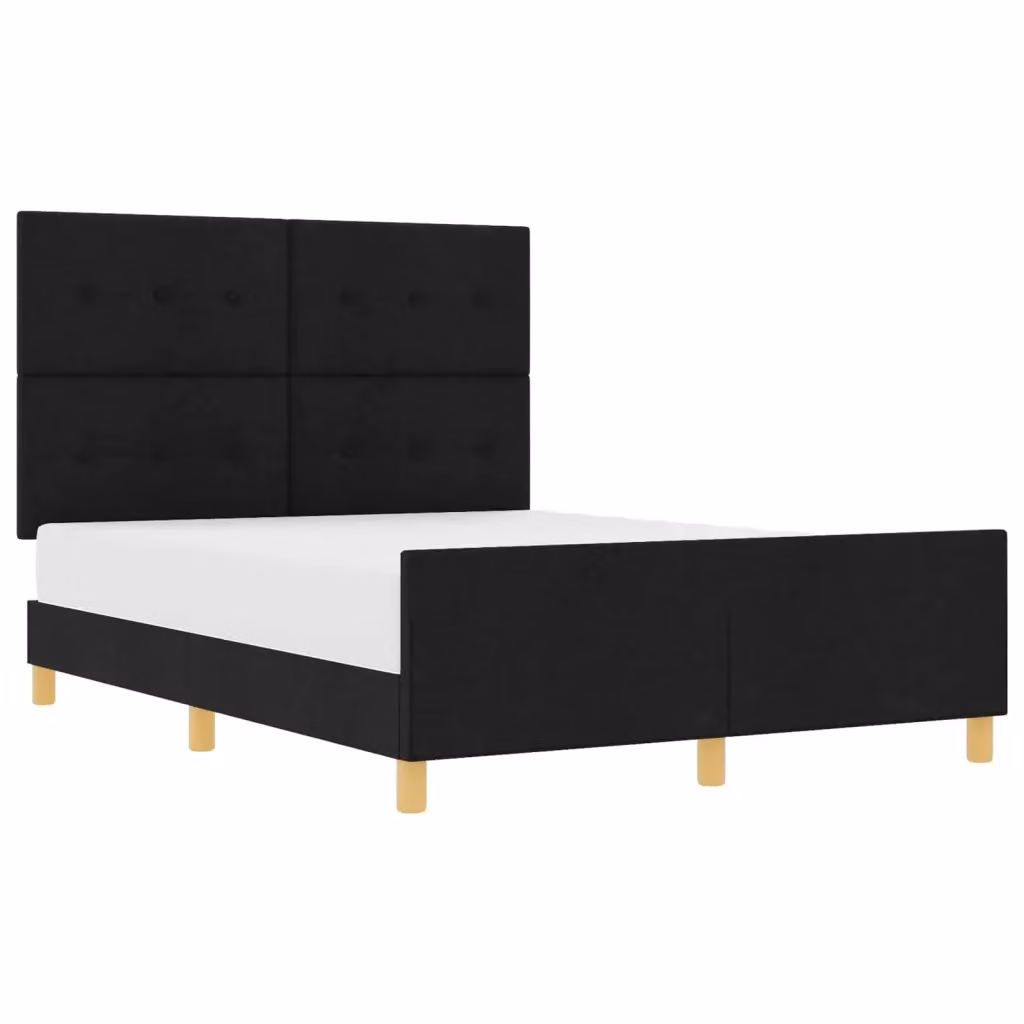 Letto moderno con testiera in tessuto nero vidaXL L: 140 cm, P: 190 cm, H: 203 cm – 2