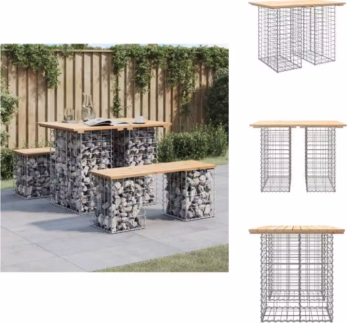vidaXL Panchina da giardino in gabbione 100x70x72 cm in legno di pino massiccio - Panchine da giardino