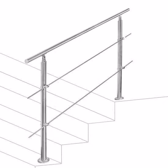Scala a pioli da 120 cm con 2 traverse, in acciaio inossidabile color argento. Adatta a qualsiasi tipo di scala
