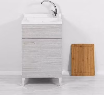 Mobile lavatoio Desya grigio con vasca in resina e asse lavapanni, L: 50 cm, P: 49,5 cm, H: 85 cm