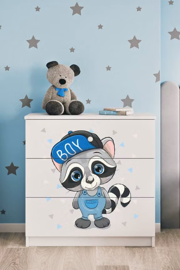 Cassettiera per bambini procione nel colore bianco Babydreams