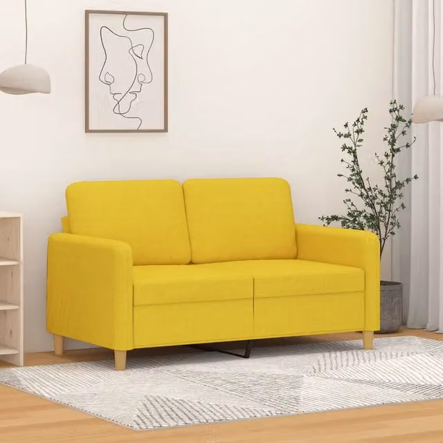 Divano a 2 posti moderno VIDAXL in tessuto giallo con struttura in metallo per il tuo soggiorno L: 138 cm, P: 77 cm, H: 80 cm