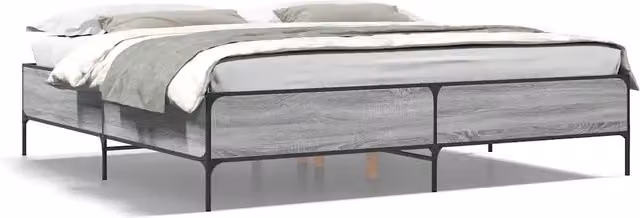 Letto matrimoniale | Letto per adulti | Giroletto Grigio Sonoma 180x200 cm in Legno Multistrato Metallo