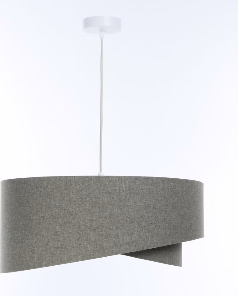 Lampada a sospensione in tessuto E27 Ø 60 cm H: max. 95 cm Bianco Grigio rotondo Lampada a sospensione moderna