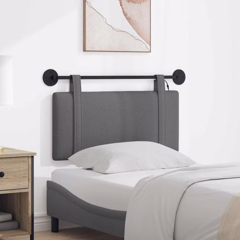 Testiera sospesa vidaXL in tessuto grigio con illuminazione integrata e pannello imbottito L: 90 cm, H: 55 cm, P: 5 cm