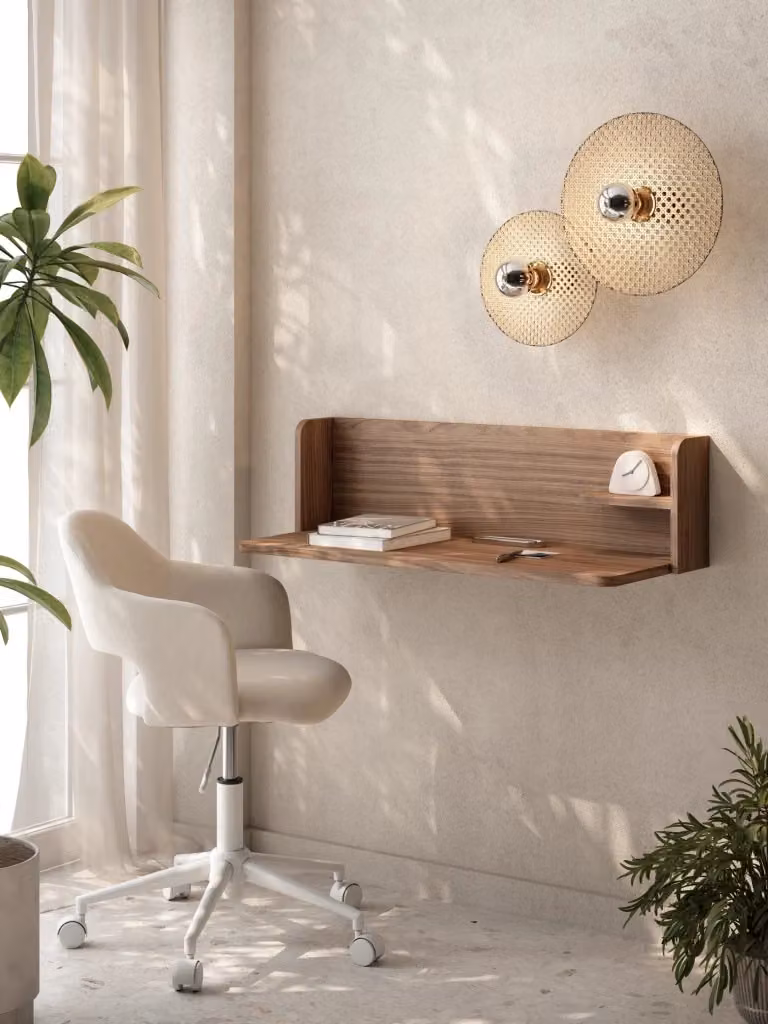 Scrivania da parete Herdasa effetto noce, L 90 x P 35 x H 25 cm – 2