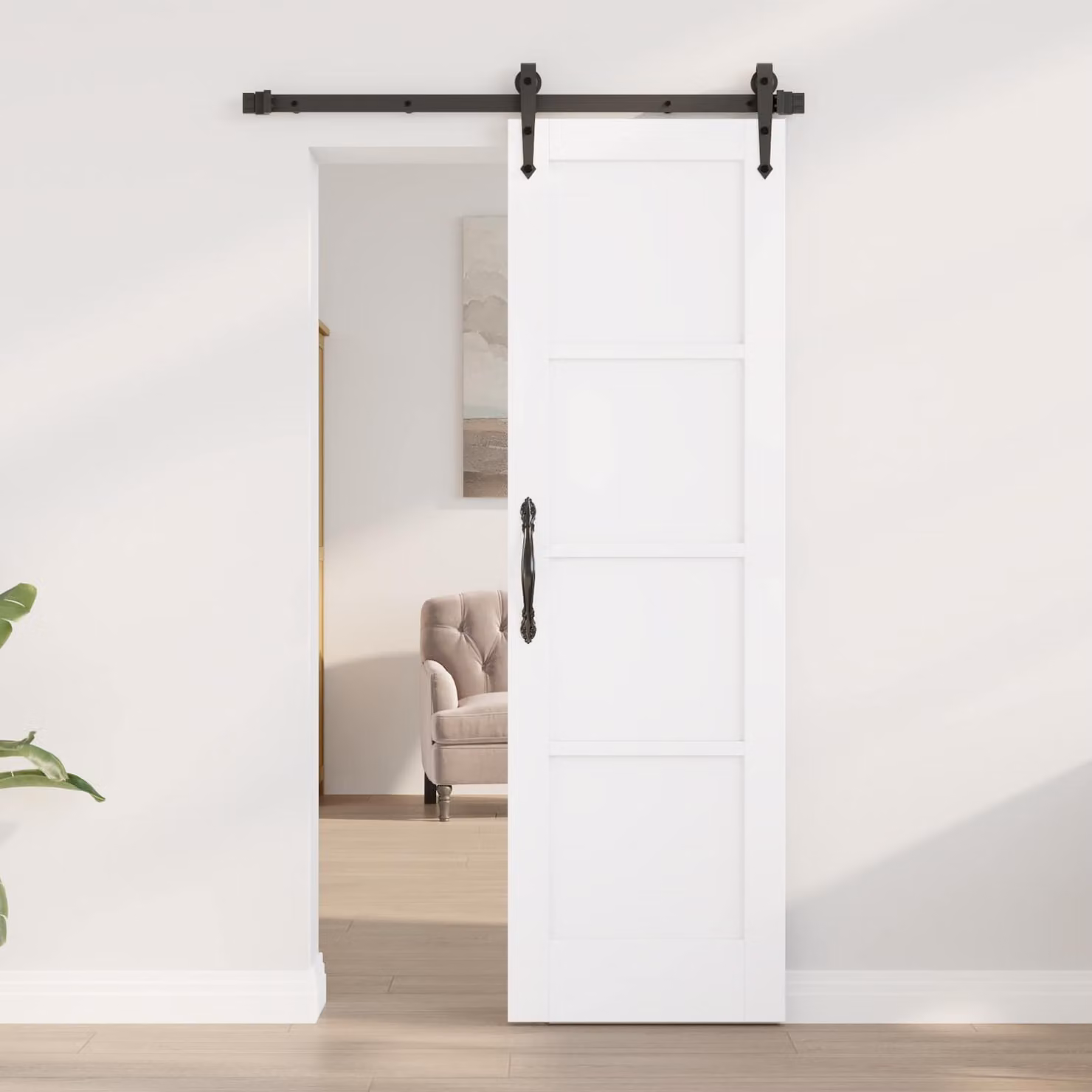 Porta interna scorrevole vidaXL in legno compensato stile rustico, Bianco, L: 61 cm, H: 198,5 cm