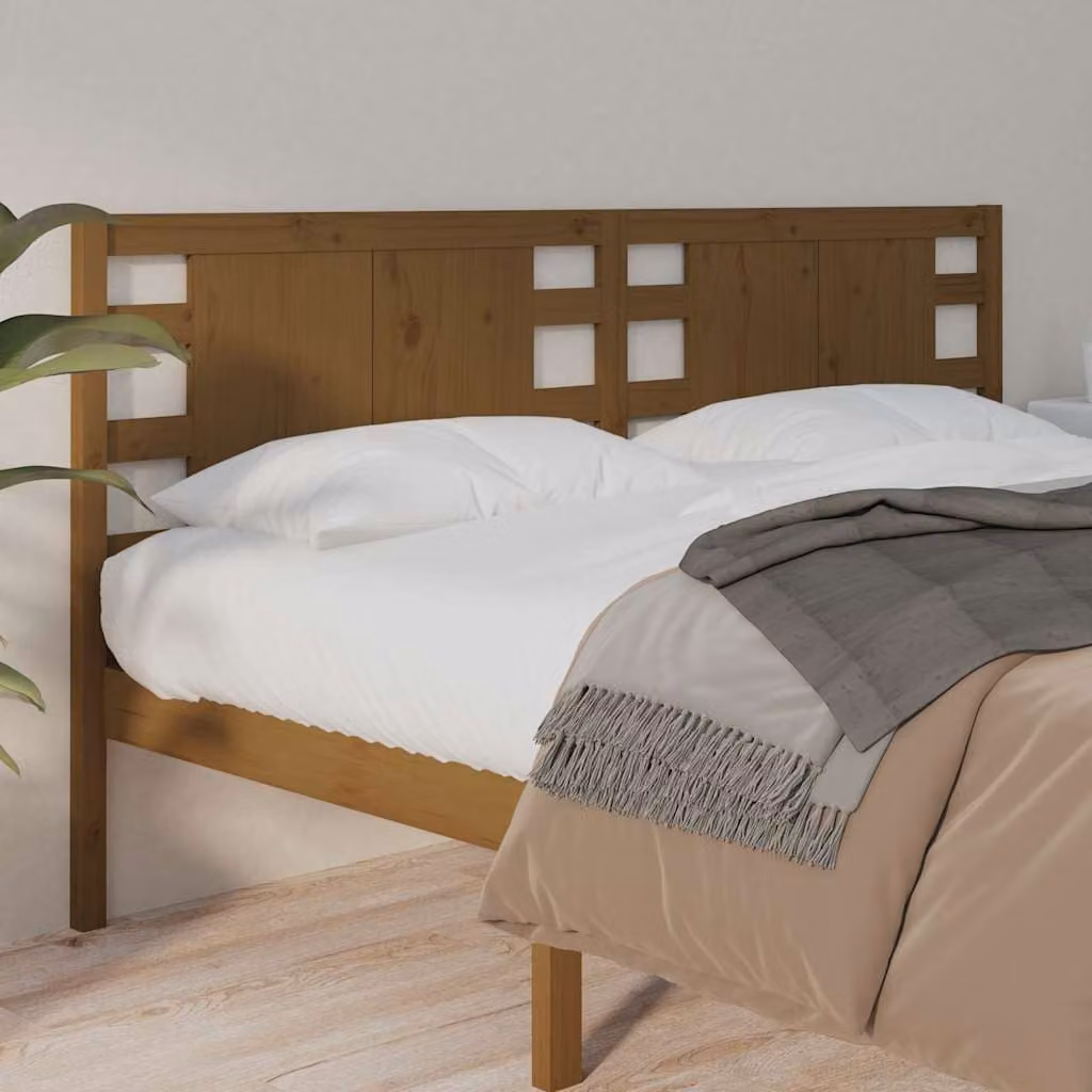Testiera per letto vidaXL in legno di pino massiccio, colore marrone ambra, L 126 cm x P 4 cm x H 100 cm