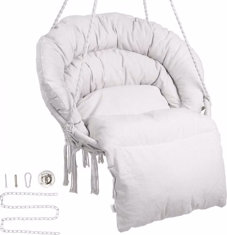 Sedia sospesa Sedia sospesa Altalena sospesa Seduta sospesa - 800x625x1200mm - Portata 150kg - Beige - Comoda seduta per interni ed esterni