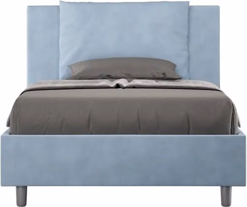 Letto imbottito 1 piazza e mezza 120x210 cm Antea - Senza rete,Microfibra,Azzurro