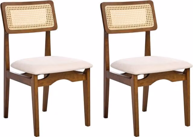 Set di 2 sedie da pranzo marrone sedute imbottite nere sedute imbottite in poliestere struttura in legno laccata