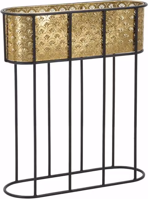 Porta Vasi Oval GIORDANOSHOP in Metallo Disponibile in Oro o Nero L: 60 cm, P: 20 cm, H: 70 cm