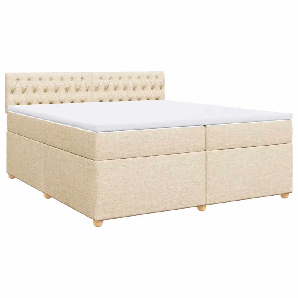 Giroletto a Molle con Materasso Crema 200x200 cm in Tessuto