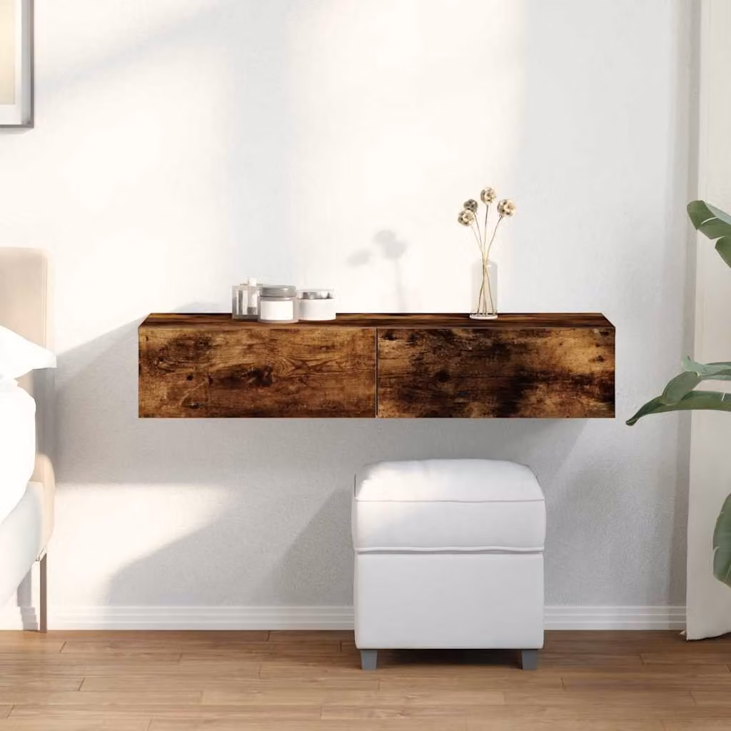 Scaffale a Parete con Cassetti vidaXL in MDF Marrone Opaco L: 100 cm, P: 36 cm, H: 19 cm