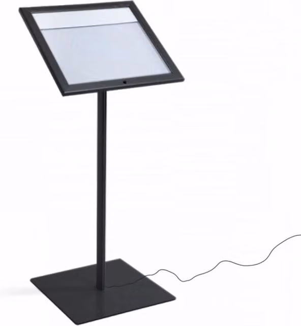 Espositore a Leggio con Piantana 50,5x47,7x2,3 cm in Alluminio con Led Porta Menù Nera