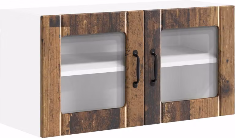 Mobile in vetro da parete LUCCA Legno antico 80 x 31 x 40 cm