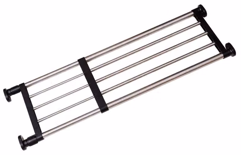 Elzusha - Scaffale estensibile per armadi, barra di supporto regolabile, metallo nero, lunghezza 84-117,5 cm