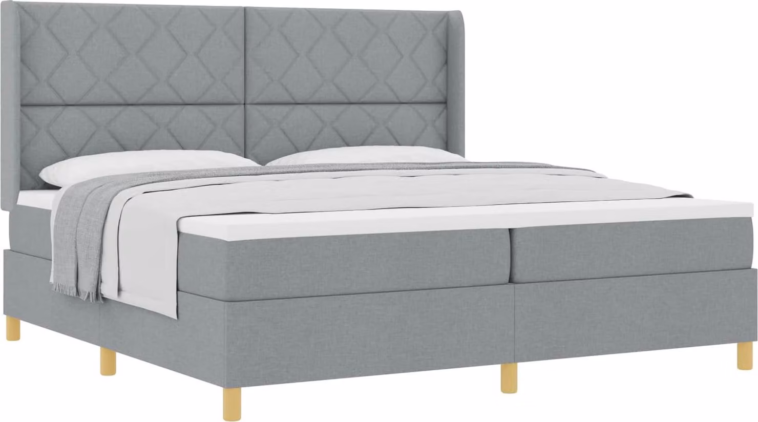 Letto a molle con materasso Grigio chiaro 200 x 200 cm Tessuto