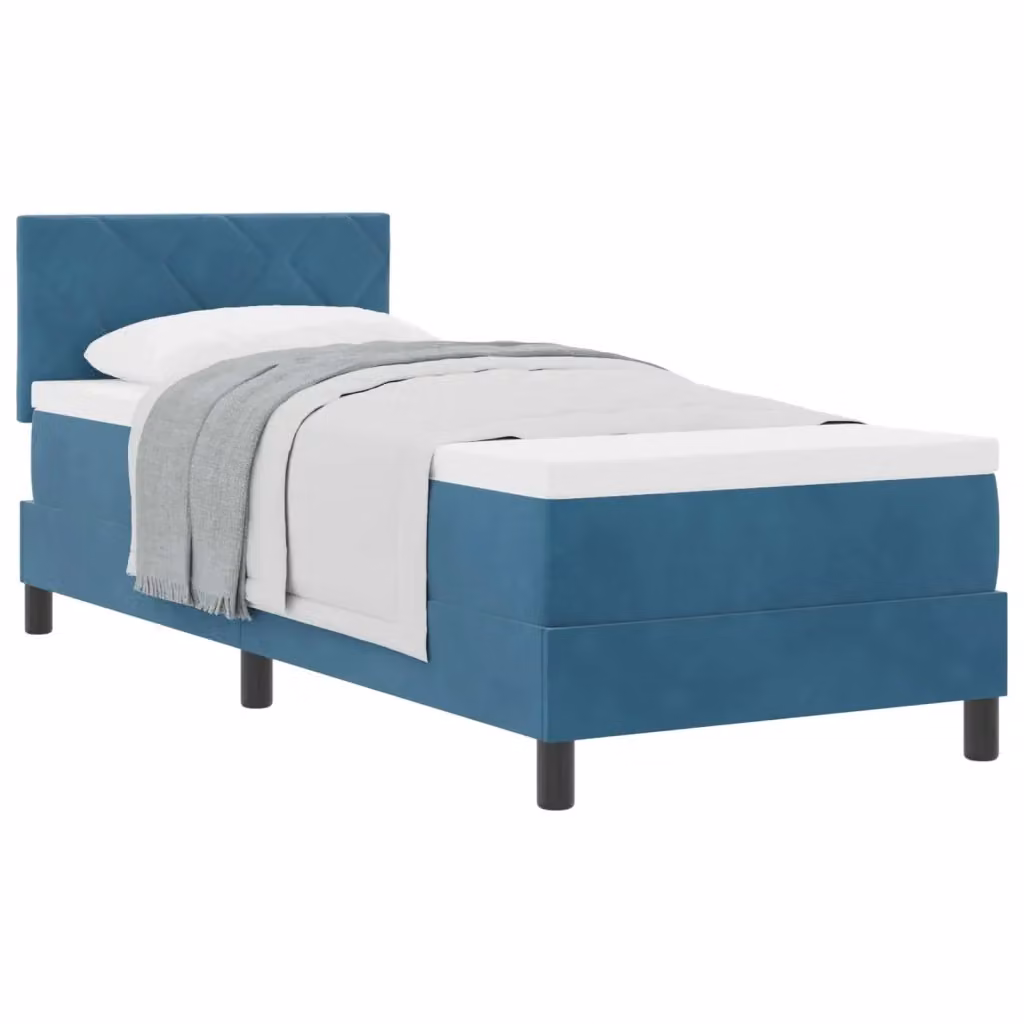Letto a molle moderno vidaXL in velluto blu con testiera, L/P/H: 80 x 200 x 83 cm – 2