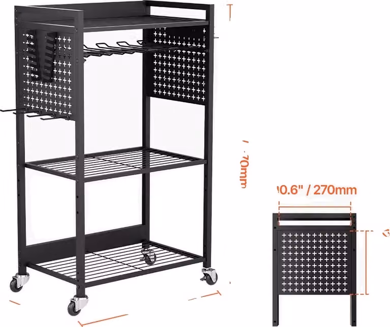 Carrello portautensili a rullo, 4 livelli, portata 150 lbs, ruote girevoli, 4 livelli