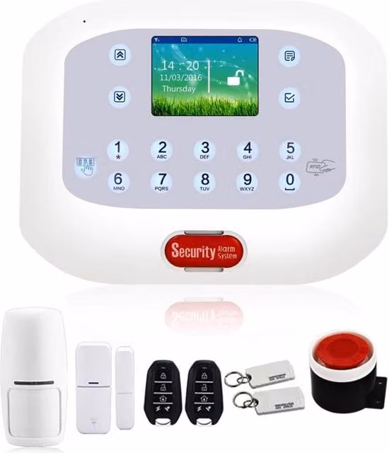 Kit Antifurto Casa Trade Shop con Touch Screen, Combinatore GSM/PSTN e Controllo via App Wireless, Colore Bianco