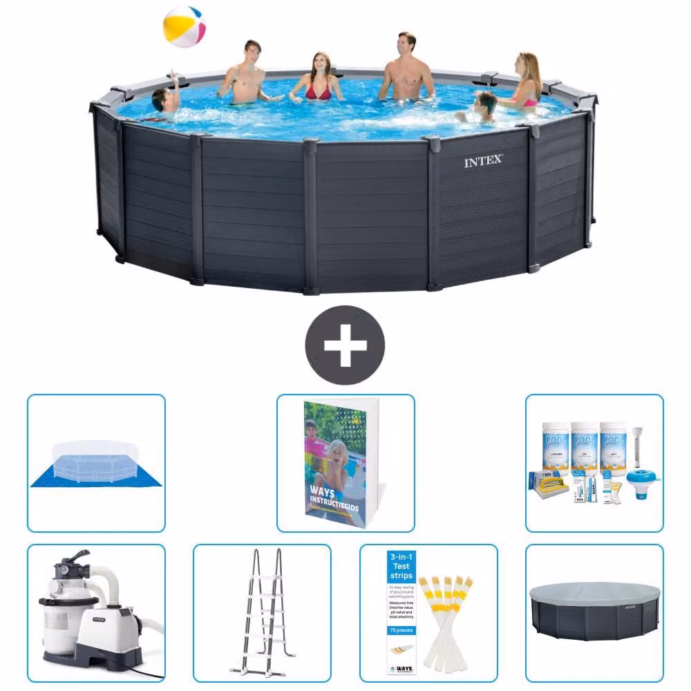 Pannello per piscina in grafite, modello Rund - 478x124 cm - composto da 6 elementi, codice S599