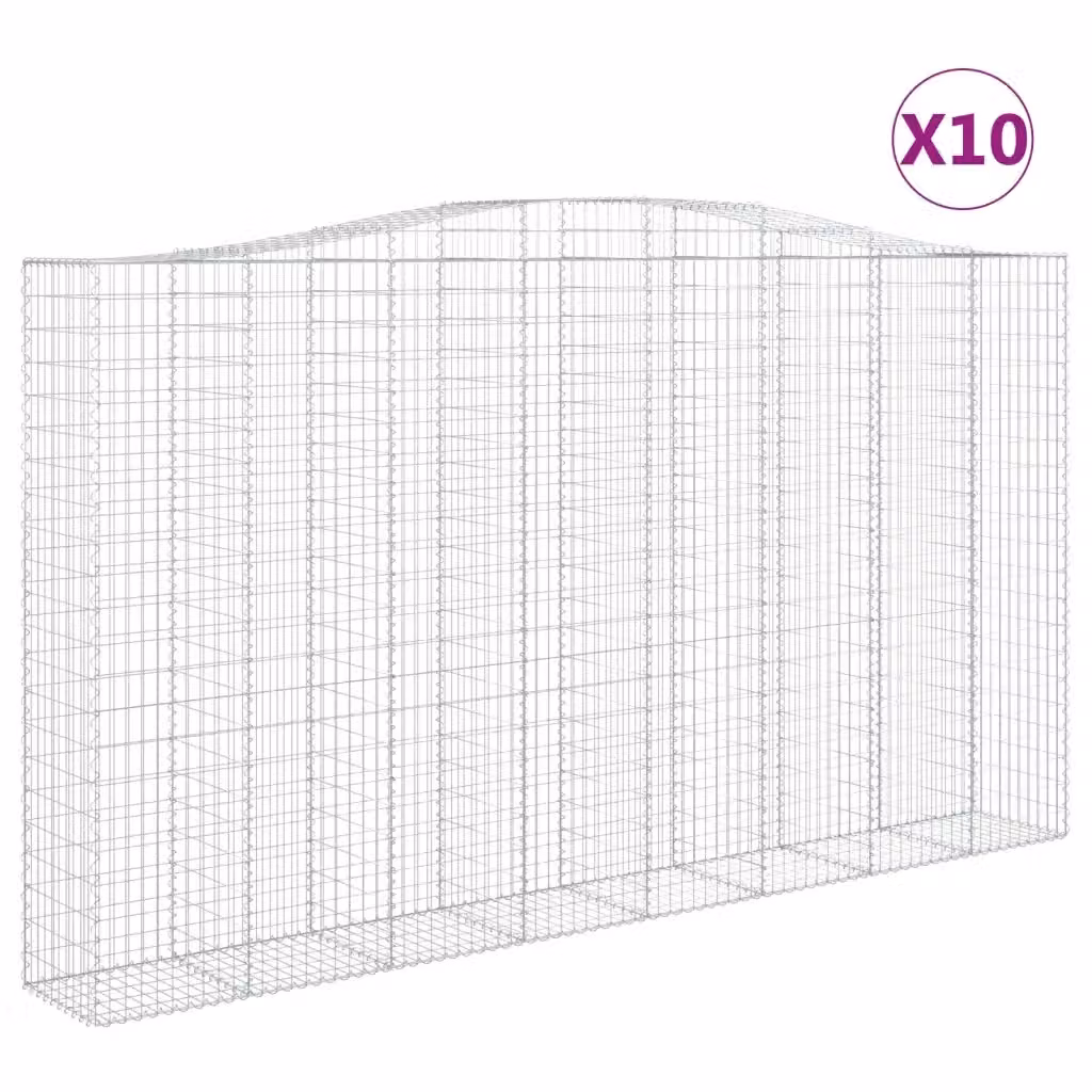 Set di 10 Cesti Gabbioni ad Arco Videx in Acciaio Zincato Argento L: 400 cm, P: 50 cm, H: 220/240 cm – 2
