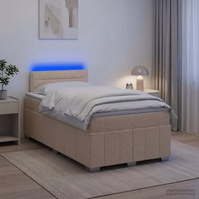 Letto box spring con materasso Crema 120 x 190 cm Tessuto 3452626