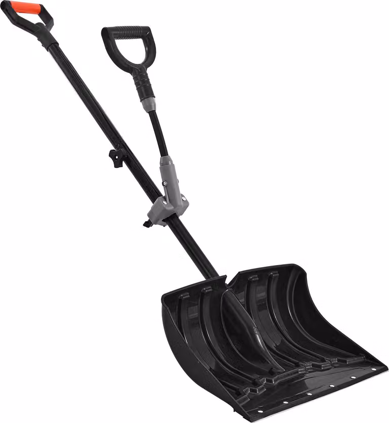 SucceBuy pala da neve 455x320 mm, pala da neve con impugnatura a D e manico supplementare, pala da neve per giardino, auto e campeggio all'aperto