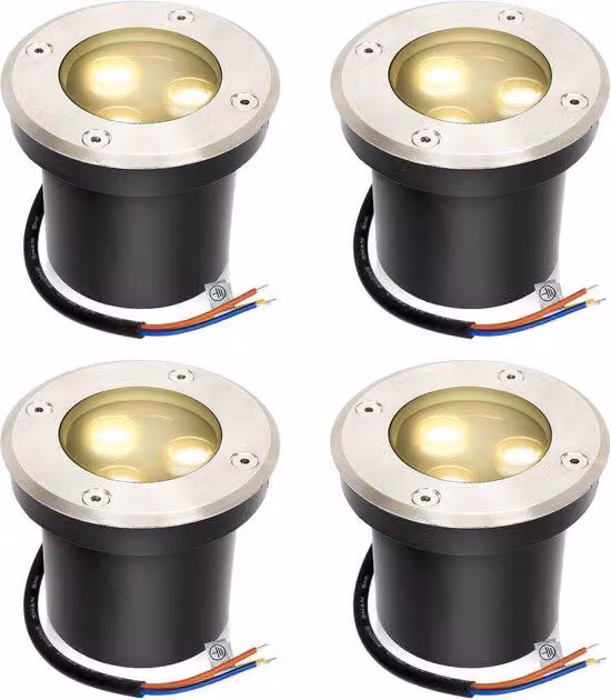 Faretti da incasso a LED per esterni - Impermeabili IP65 - 3 Watt, 300 lumen - Bianco caldo - Rotondi