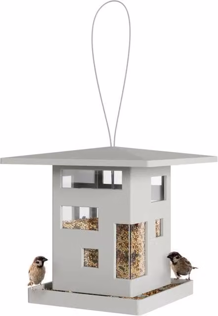 Mangiatoia per uccelli design Cafe Umbra in plastica bianca e trasparente, 2 l
