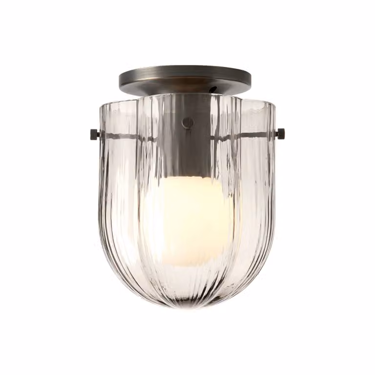 GUBI Plafoniera di design Seine, dimmerabile, Alluminio / Grigio / Zincato, Soggiorno / Sala da pranzo, Vetro, Design, Plafoniera