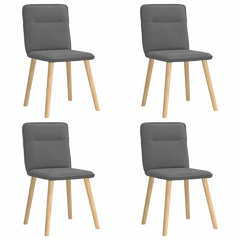 Set di 4 sedie da pranzo moderne vidaXL in tessuto grigio con gambe in legno di gomma e metallo – 2