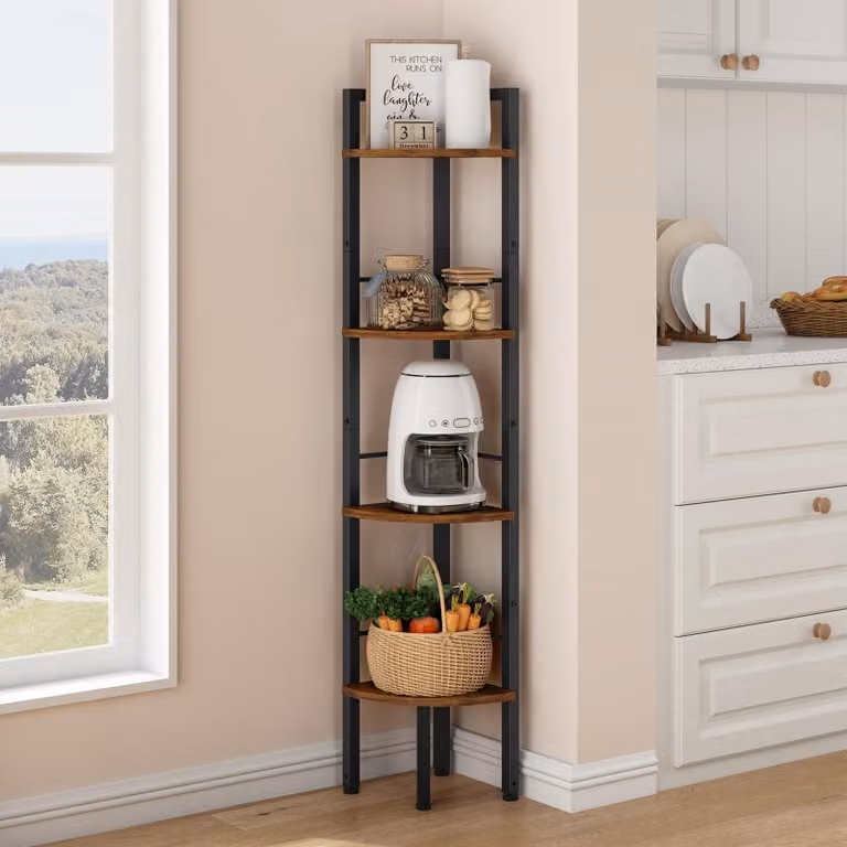 Omgoods - Scaffale angolare industriale con 4 ripiani, ideale per l'arredamento