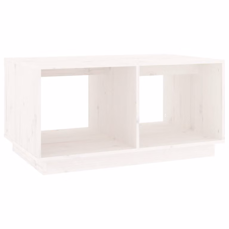 Tavolino da Salotto Bianco 80x50x40 cm Legno Massello di Pino