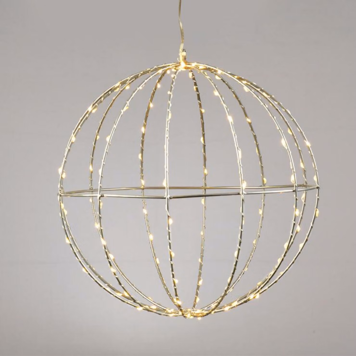 ACA Lighting D30CM sfera argento 144 LED, WW, 220-240V, IP44, cavo di alimentazione trasparente 3m X0614414226