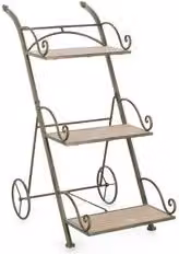 Portapiante Yes Everyday in acciaio a 3 ripiani con ruote, colore verde, H 78 cm x L 54 cm x P 34 cm