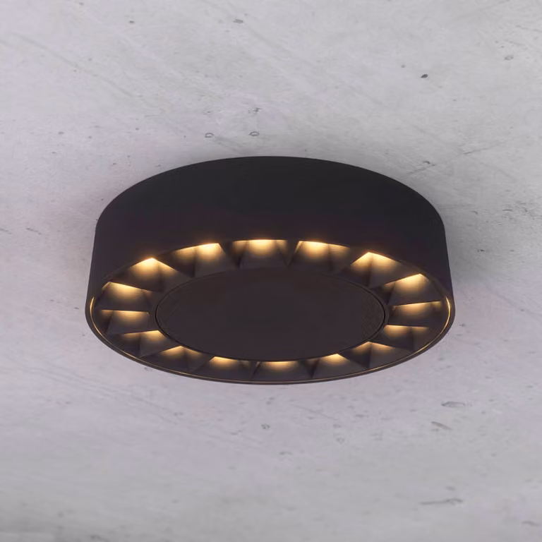 Lucande Plafoniera da esterno Kelissa, rotonda, nera Kelissa, Nero, Bagno, Alluminio, Moderno, Plafoniere LED