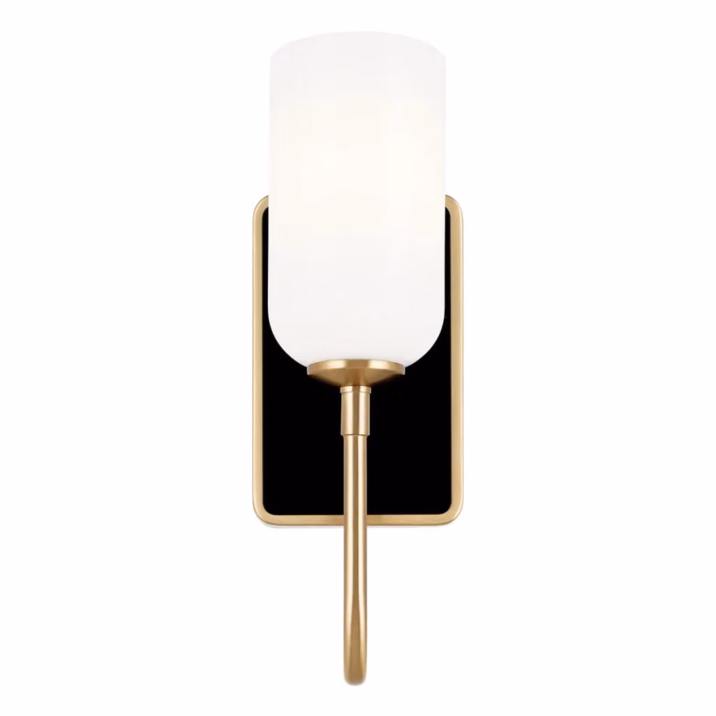 Applique da bagno ovale Kichler in metallo oro e nero con vetro bianco, attacco G9, protezione IP44 – 2