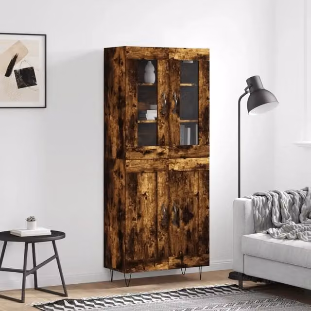 Credenza Rovere Fumo 69,5x34x180 cm in Legno Multistrato 3198374