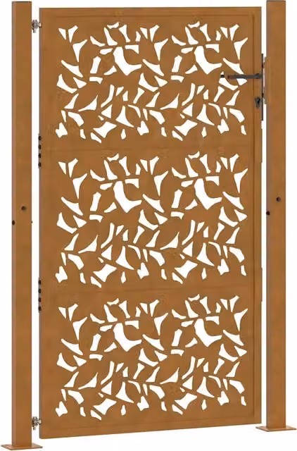Cancello da giardino 100x125 cm in acciaio corten con design a foglia CFW6279032