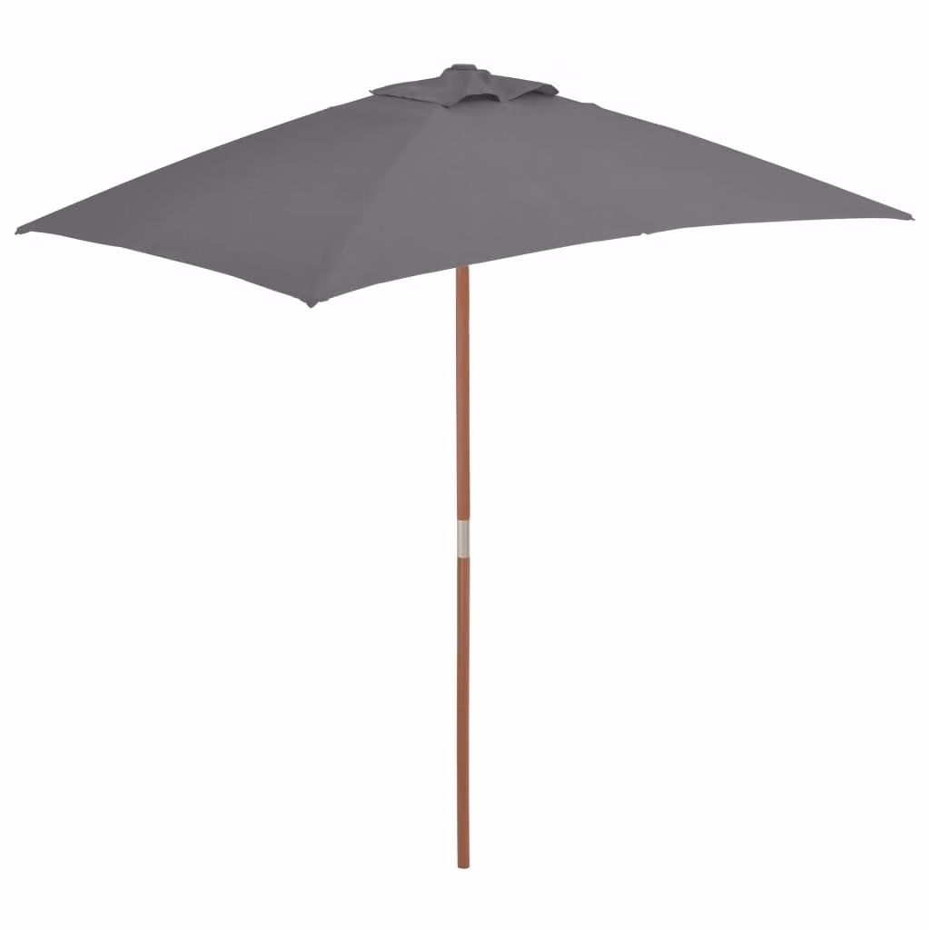 The Living Store Ombrellone con palo in legno 150 x 200 cm antracite