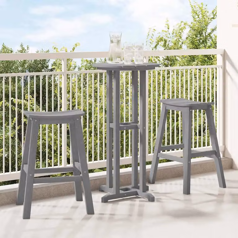 Set di 2 sgabelli da bar vidaXL in plastica grigio chiaro, resistenti alle intemperie, L 52 cm x P 43 cm x H 73,5 cm