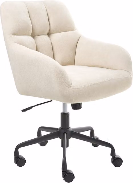 Sedia da ufficio girevole Beliani IT in tessuto beige con braccioli e ruote per home office moderno