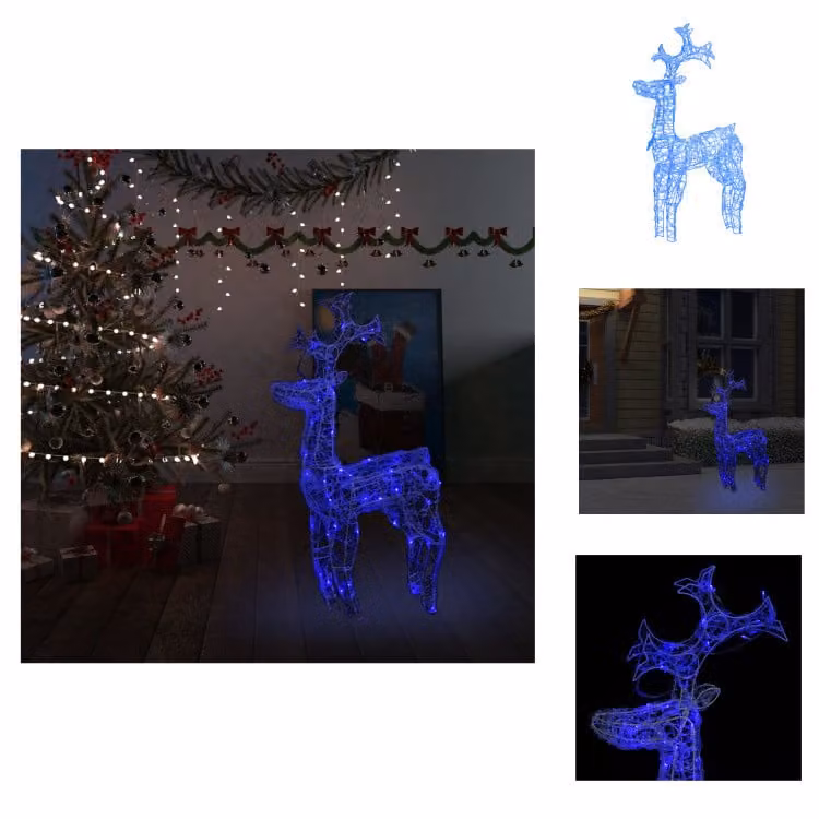 vidaXL LED renna decorazione natalizia 90 LED 60x16x100 cm acrilico - illuminazione natalizia