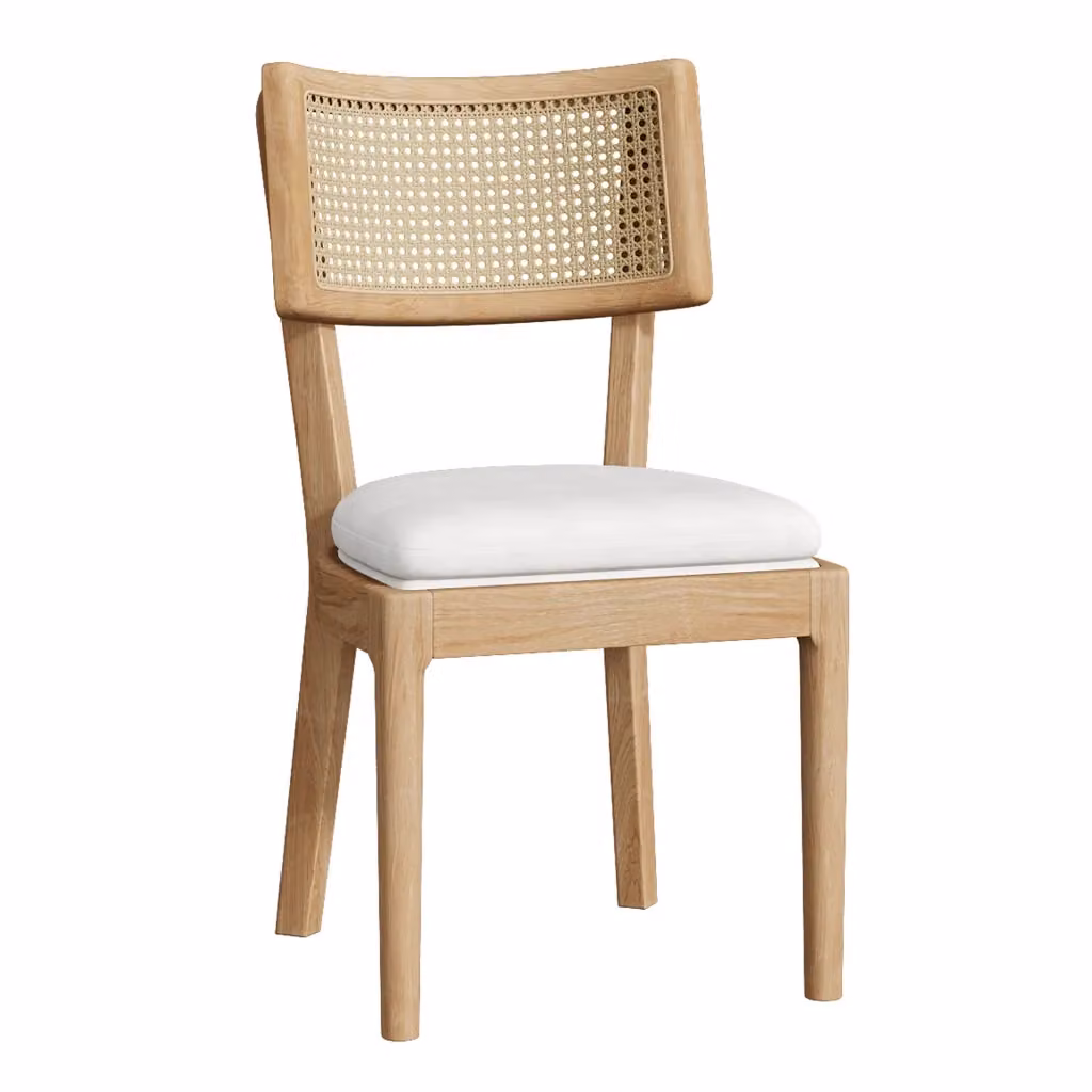 Set di 2 sedie da pranzo moderne Singularty con struttura in legno e schienale in rattan, colore marrone – 2
