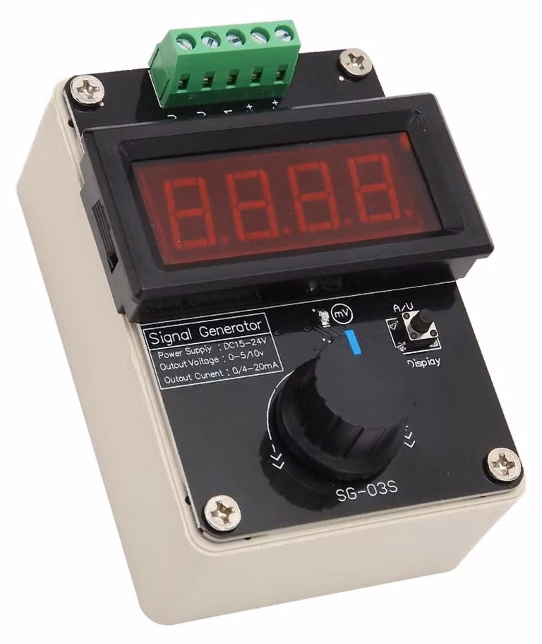 Generatore di segnali DC a 24V per test di PLC, con uscita 0-10V/0-22mA