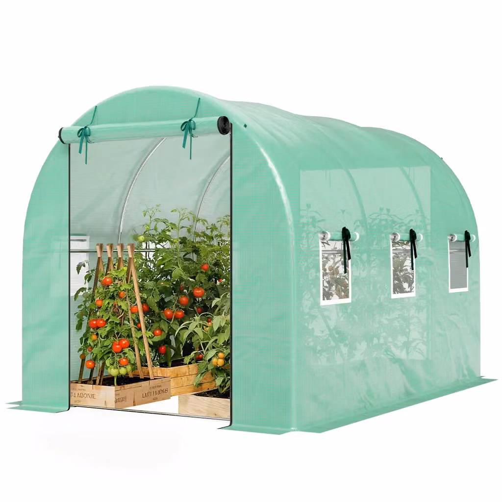Serra Minimal Verde in PVC e Acciaio Zincato con Porte a Zip e Finestre a Rete L: 3 m, P: 2 m, H: 2 m – 2