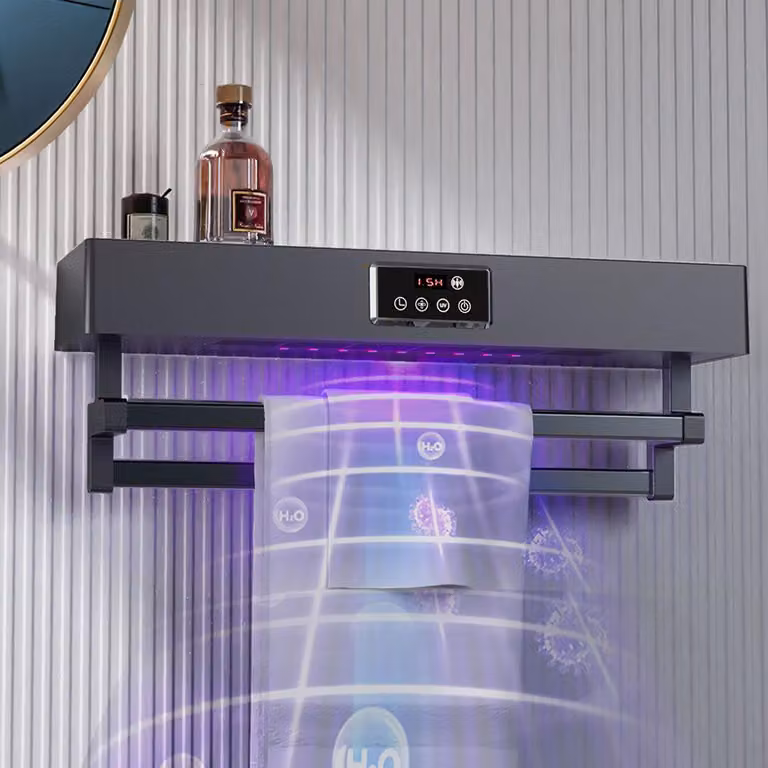 Asciugasalviette Elettrico con Disinfettante UV per Bagno/Cucina, a parete, L60cm, 450W, ElectricSun Standard Grigio