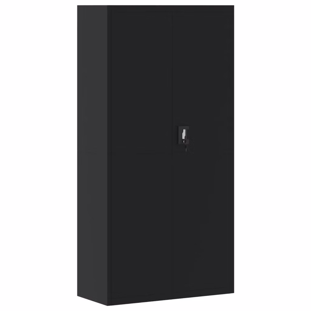 Armadio Classificatore vidaXL in Metallo Nero con Ante a Battente e Ripiani Regolabili L: 90 cm, P: 40 cm, H: 180 cm – 2